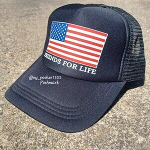 𝐅𝐑𝐈𝐄𝐍𝐃𝐒 𝐅𝐎𝐑 𝐋𝐈𝐅𝐄 American Flag Trucker Cap Black